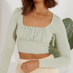 Sage Square Neck Long Sleeve NWT